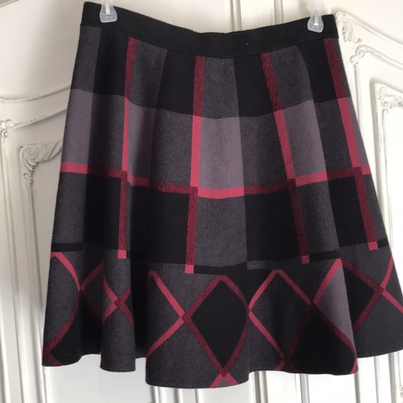 Olivia & Grace black grey red plaid flip skirt L Valentines Day - Picture 6 of 9